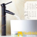 Vòi lavabo đồng thau đúc sơn đen Lucky LK-7001