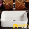 Chậu lavabo vuông đặt bàn sứ trắng cao cấp Navier NV-344