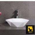 Chậu lavabo lục giác đặt bàn sứ trắng Navier NV-405