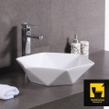 Chậu lavabo lục giác đặt bàn sứ trắng Navier NV-405