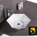 Chậu lavabo lục giác đặt bàn sứ trắng Navier NV-405