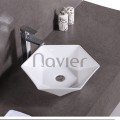 Chậu lavabo lục giác đặt bàn sứ trắng Navier NV-405