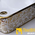 Chậu lavabo vuông đặt bàn hoa văn vàng Navier NV-407