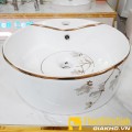 Chậu lavabo đặt bàn tròn hoa tiết hoa Navier NV-430