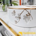 Chậu lavabo đặt bàn tròn hoa tiết hoa Navier NV-430