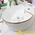 Chậu lavabo đặt bàn tròn hoa tiết hoa Navier NV-430