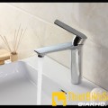 Vòi lavabo nóng lạnh thân tròn đồng thau mạ Crome Navier NV-LCC11 (20cm)