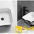 Chậu lavabo đặt bàn họa tiết đen vuông cao cấp Navier NV-424