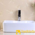 Chậu lavabo vuông đặt bàn sứ trắng chính vòi Navier NV-403