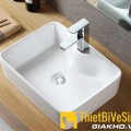 Chậu lavabo vuông đặt bàn sứ trắng chính vòi Navier NV-403