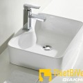 Chậu lavabo vuông đặt bàn sứ trắng chính vòi Navier NV-403