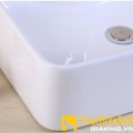 Chậu lavabo vuông đặt bàn sứ trắng chính vòi Navier NV-403