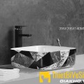 Chậu lavabo đặt bàn họa tiết đen vuông cao cấp Navier NV-424