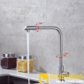 Vòi chén nóng lạnh uốn vuông đầu xoay 360 inox304 Navier NV-202