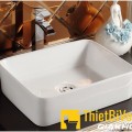 Chậu lavabo vuông đặt bàn sứ trắng cao cấp Navier NV-344