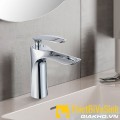 Vòi lavabo tay khuyết nóng lạnh đồng thau mạ Crome Navier NV-717 ( 20cm)