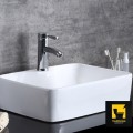 Chậu lavabo vuông đặt bàn sứ trắng chính vòi Navier NV-403