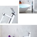 Vòi lavabo nóng lạnh thân vuông đồng thau mạ crome Navier NV-703S (30cm)