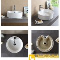 Chậu lavabo tròn đặt bàn sứ trắng Navier NV-401