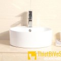 Chậu lavabo tròn đặt bàn sứ trắng Navier NV-401