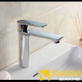 Vòi lavabo nóng lạnh thân tròn đồng thau mạ Crome Navier NV-LCC11 (20cm)