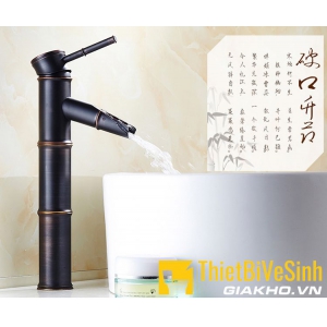 Vòi lavabo đồng thau đúc sơn đen Lucky LK-7001