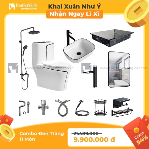 Combo Thiết Bị Vệ Sinh Đen Trắng 11 Món KX 11M LX 04