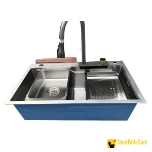 Combo Bộ Chậu Rửa Chén 1 Hộc inox 304 sơn xanh 1 Núm Điều Chỉnh Navier NV-7846SX