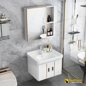 Bộ Tủ Chậu Lavabo Nhôm Kèm Gương Navier NV-525