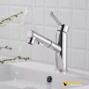 Vòi Lavabo Nóng Lạnh Đầu Dây Rút Thân Tròn Navier NV-632T
