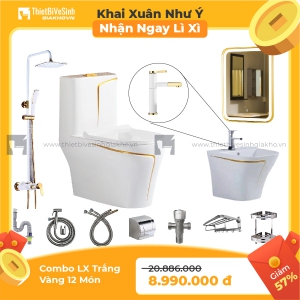 Combo Thiết Bị Vệ Sinh Luxury Trắng Vàng 12 Món KX 12M LX 11