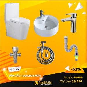 Combo Bồn cầu - Lavabo 6 Món Tiêu Chuẩn - B2 CL6M