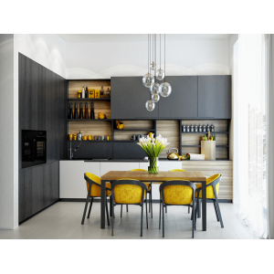 Tủ Bếp Màu Ghi Xám Với Kiểu Dáng Độc Đáo, Sang Trọng NV-5073