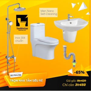 Combo Full Phòng Tắm Tiêu Chuẩn 3 Món B3FULL3M