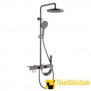 Sen tắm đứng nóng lạnh đồng thau xám tĩnh điện 2 nút chỉnh nhiệt độ NV-816