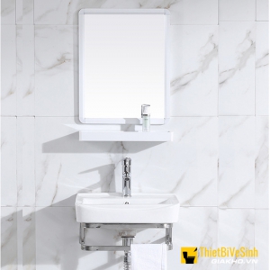 Bộ Tủ Chậu Lavabo + Gương + Kệ Gương Treo Tường Inox 515x360 NP-2032