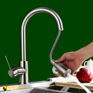 Vòi Rửa Chén Nóng Lạnh Đầu Rút Navier Cao Cấp NV-231