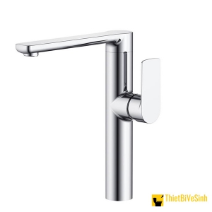 Vòi rửa dùng chậu rửa mặt hoặc chậu chén chất liệu đồng thau mạ crom trục xoay 360 Navierr NV-728