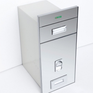Thùng gạo âm tủ mặt gương màu bạc Grob RB-260W/F