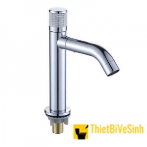 Vòi lavabo lạnh núm trắng đầu vòi xoay 360 Inox 304 Navier NV-724CR