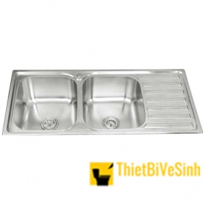 Chậu rửa chén 2 ngăn liền khay inox cao cấp Navier NV-10545D201