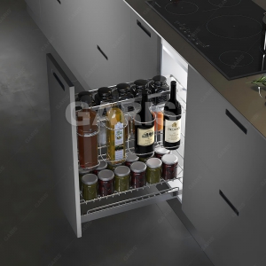 Giá gia vị, chai lọ, nan vuông, bề mặt mạ chrome, dùng cho cánh kéo Garis GK02.25C