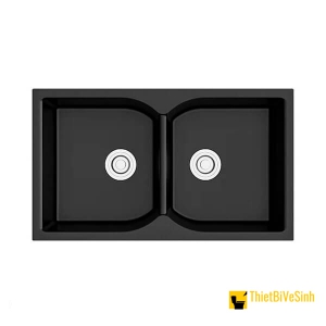 Chậu Rửa Chén Đá 2 Ngăn Đen Cao Cấp Navier NV-T8650-T01