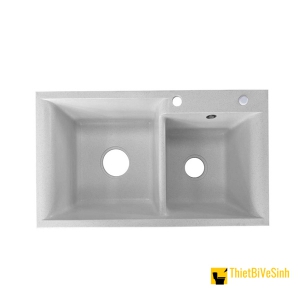 Chậu Rửa Chén Đá 2 Ngăn Trắng Muối Tiêu Navier NV-8246HT