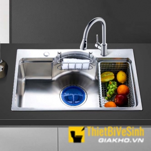 Chậu rửa chén 1 ngăn lớn inox 304 chuẩn 100% cao cấp Navier NV-7546