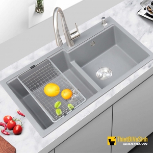 Chậu Rửa Chén Đá 2 Ngăn Xám Cao Cấp Navier NV-T8650-G02