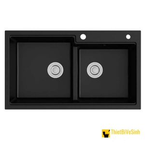 Chậu Rửa Chén Đá 2 Ngăn Đen Cao Cấp Navier NV-T8650-G01