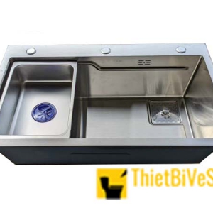 Chậu rửa chén 1 hộc lớn inox 304 đúc kèm khay Navier NV-7846-304
