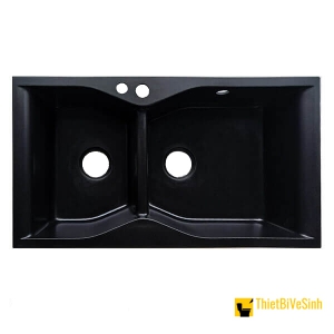 Chậu Rửa Chén Đá 2 Ngăn Lệch Đen Cao Cấp NV-T9050-F01