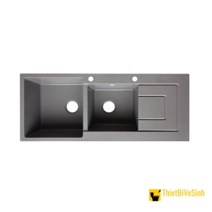 Chậu Rửa Chén Đá 2 Ngăn Có Cánh Xám Navier NV-T11650-K02